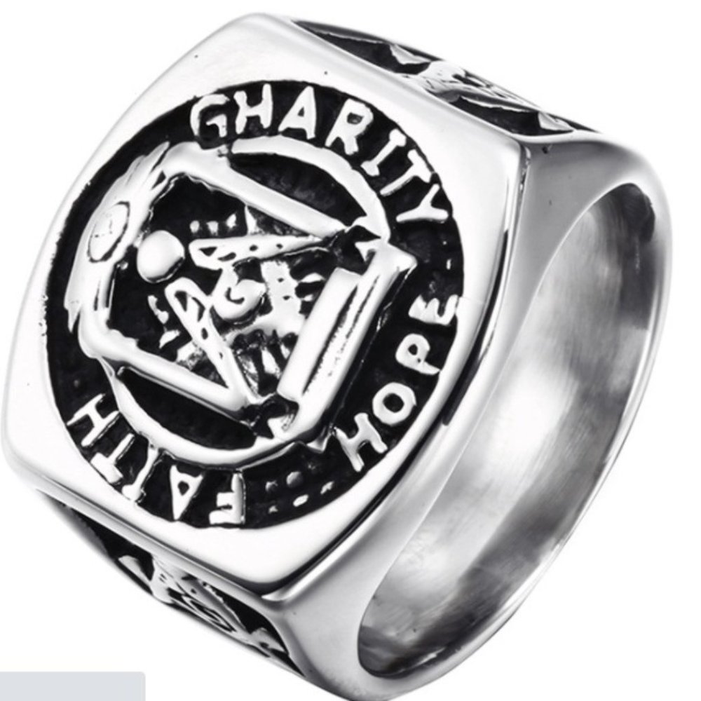Freemasonry Masonic Ring G & Pillars Freemason Master Masons Ring